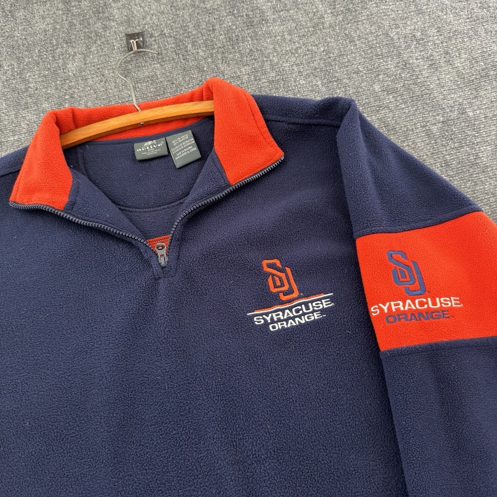 Vintage Y2K Syracuse Orange Fleece 1/4 Zip Pullover Sweatshirt Medium